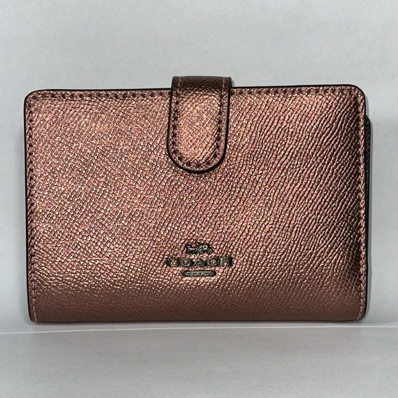 *NWOT - RARE COLOR* COACH Metallic Rose Bronze Medium Corner Zip Wallet - Picture 1 of 11